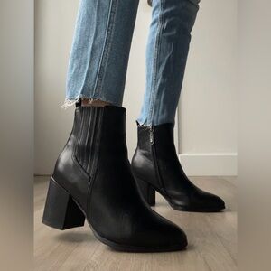 Waterproof Winter Black Heeled Ankle Boots
